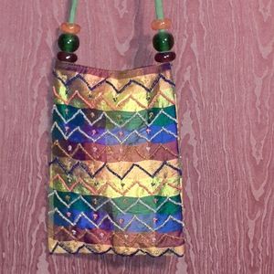 CROSSBODY MINI PURSE WITH GLASS HARDWARE WITH BEADS